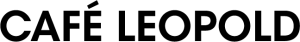 Logo Cafe Leopold: Schwarze Schrift auf grauem Hintergrund